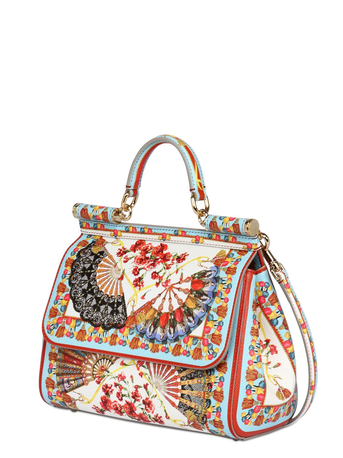 Lyst - Dolce & Gabbana Sicily Medium Printed Textured-leather Tote in White