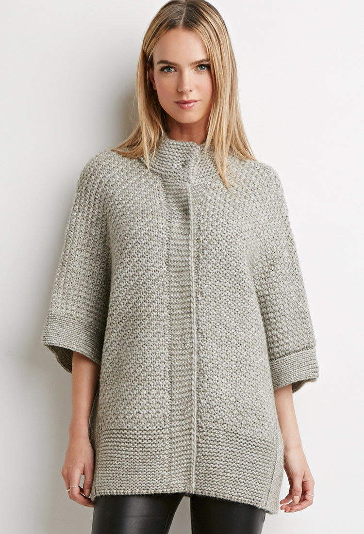 Lyst Forever 21 Contemporary Waffle Knit Dolman Cardigan in Gray