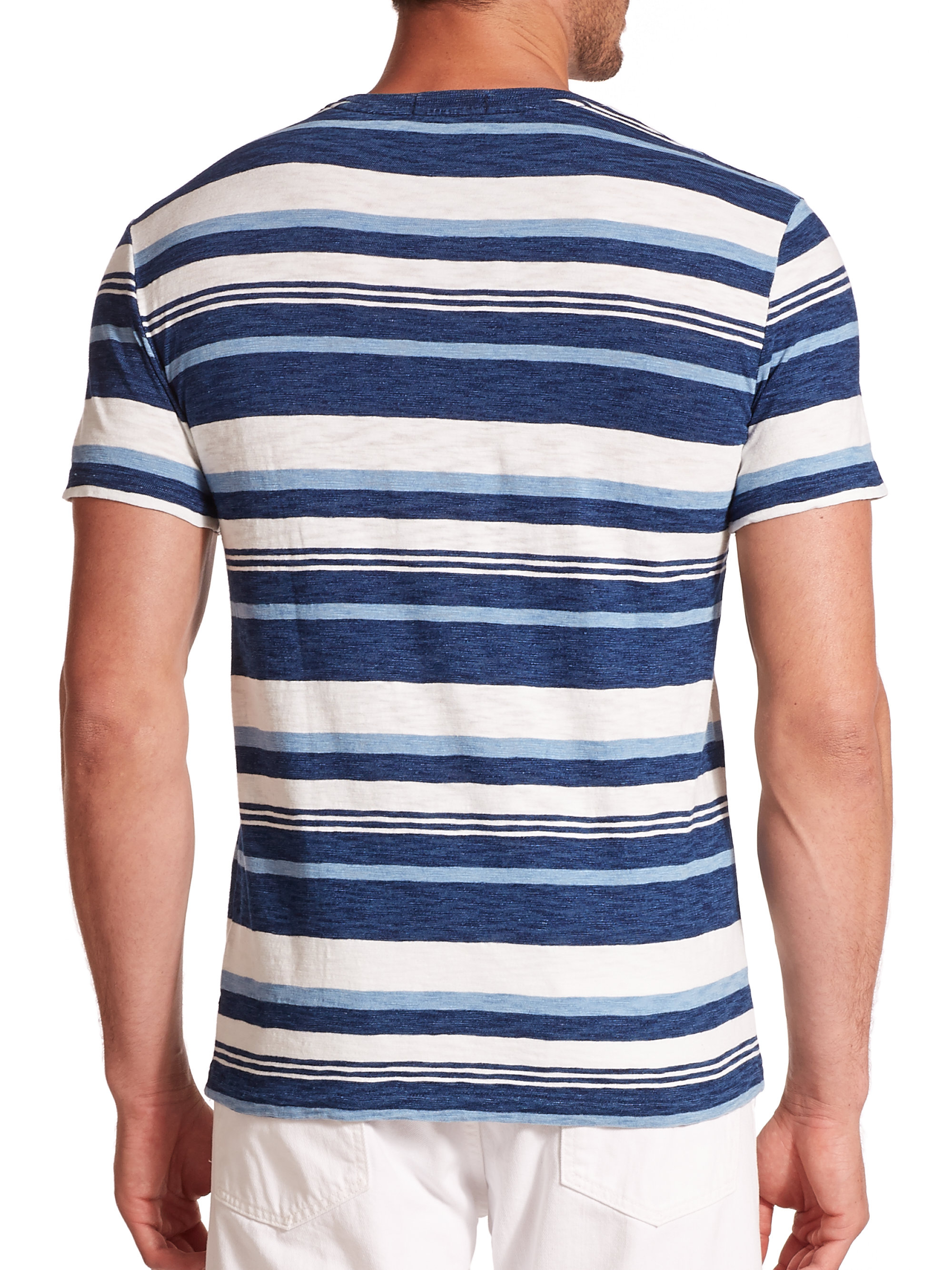 Lyst - Polo Ralph Lauren Striped Cotton Jersey Tee in Blue for Men