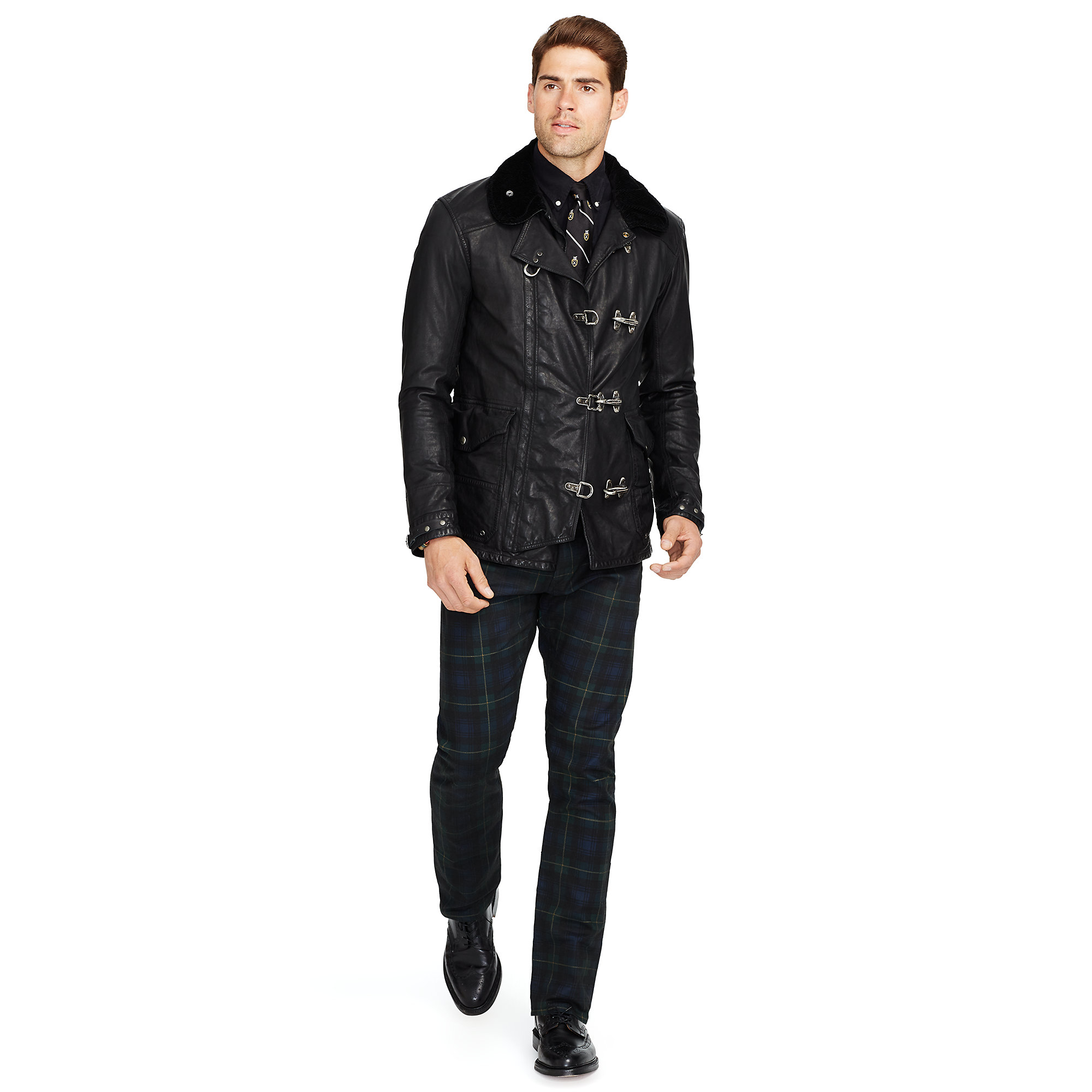 Polo Ralph Lauren Leather Fireman S Jacket In Black For Men Lyst Gallery