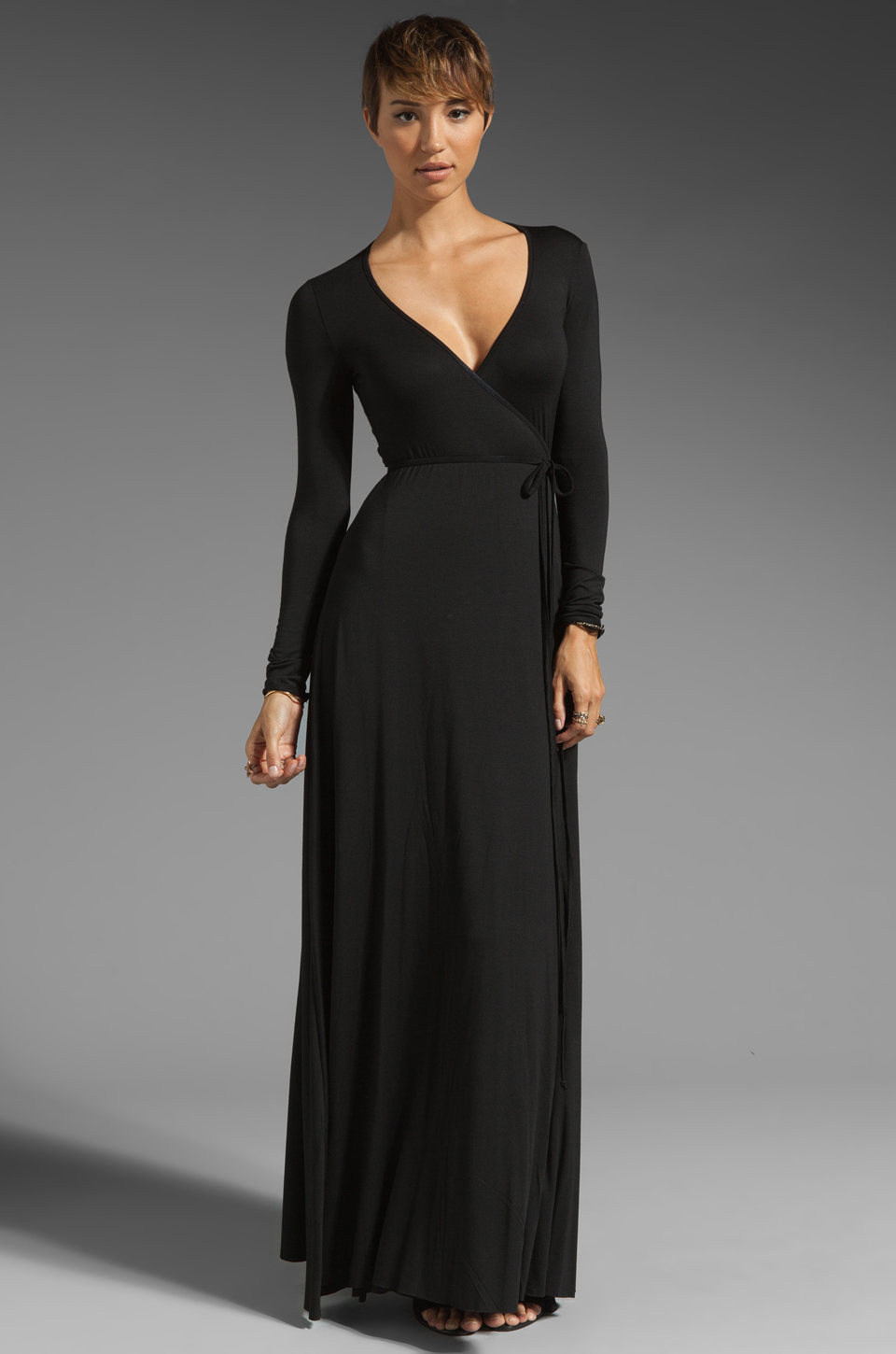 Lyst - Rachel pally Long Wrap Dress in Black