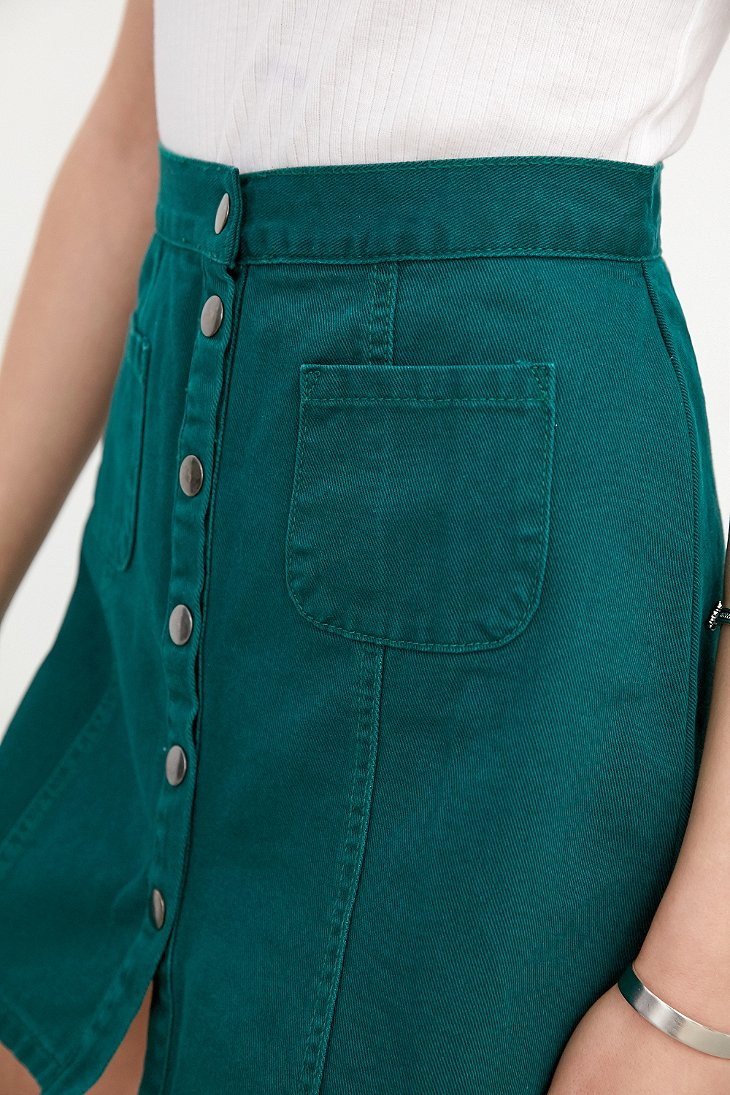 Bdg Twill Button-front A-line Skirt in Green | Lyst
