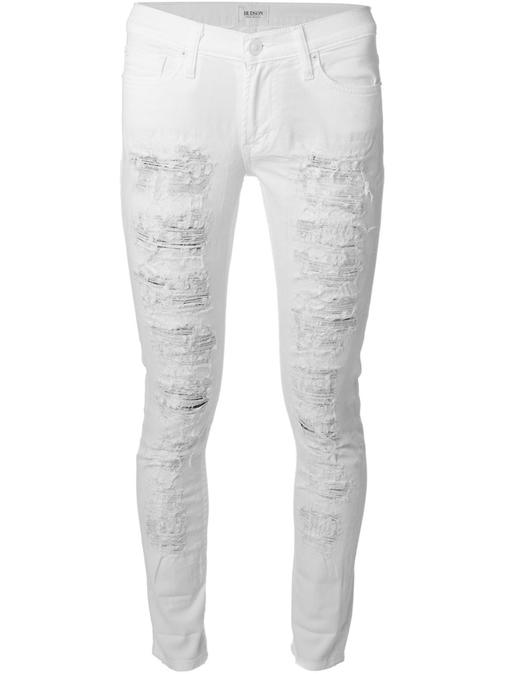 Hudson Jeans Ripped Skinny Jeans In White Lyst