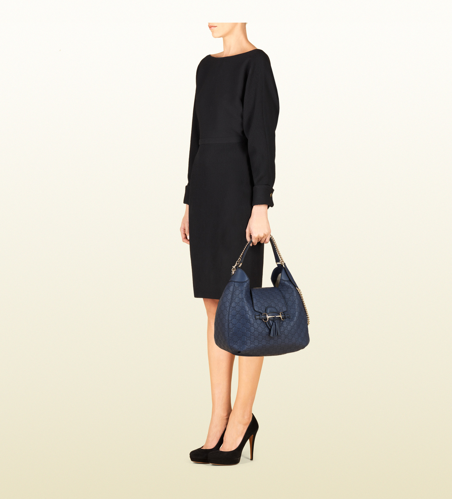 Gucci Emily Ssima Leather Hobo in Blue | Lyst