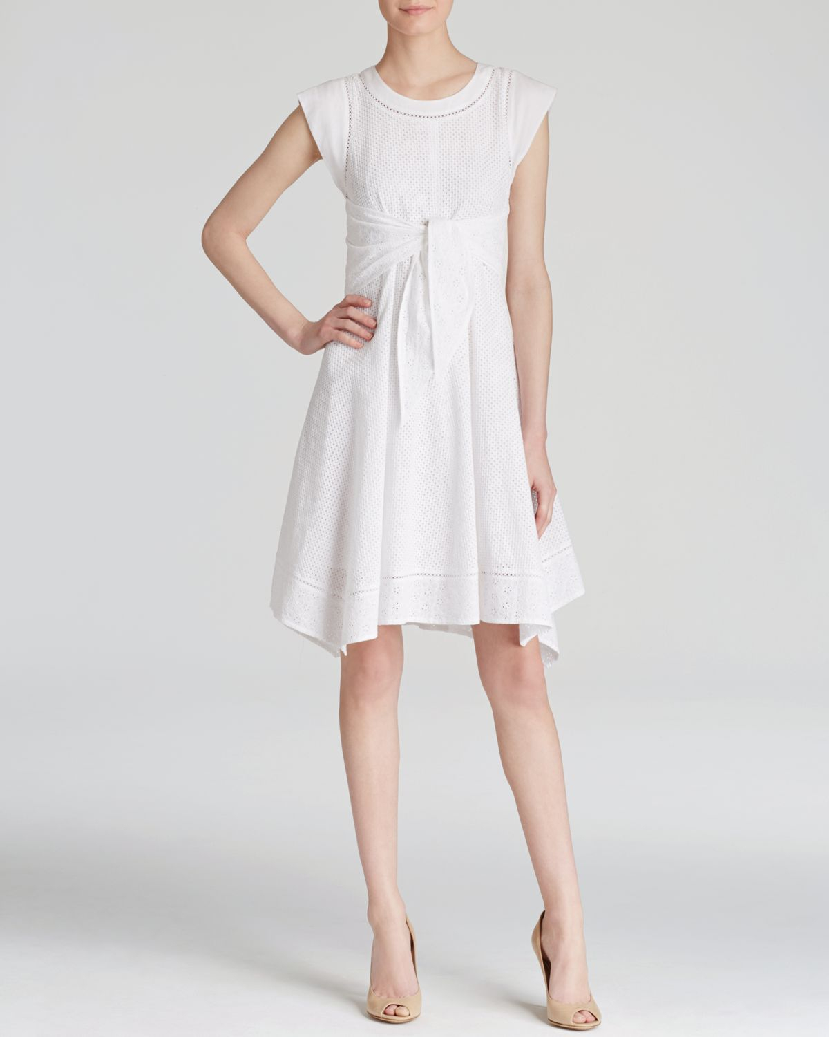 Lyst Rebecca Taylor Dress Mixed Eyelet In Blue Gallery