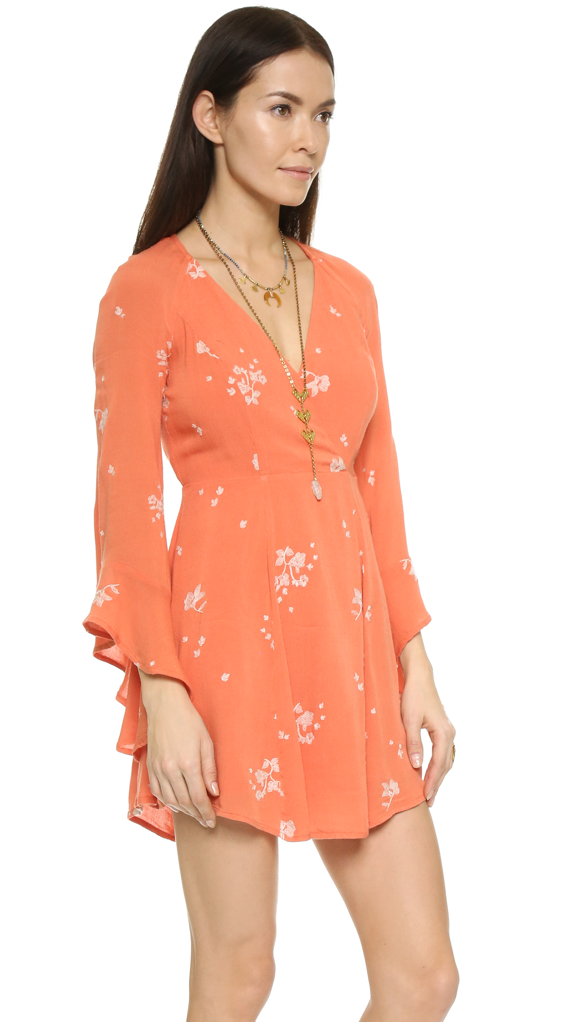 Lyst - Free People Jasmine Embroidered Mini Dress in Orange
