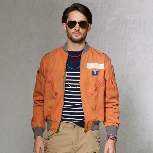 Polo ralph lauren Reversible Flight Jacket in Orange for Men | Lyst
