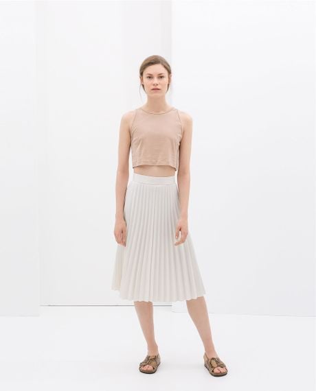 zara white textured skirt