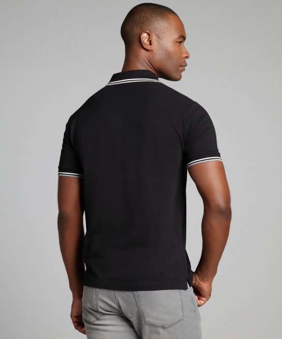 Lyst - Prada Black Cotton Piqué Short Sleeve Polo Shirt in Black for Men