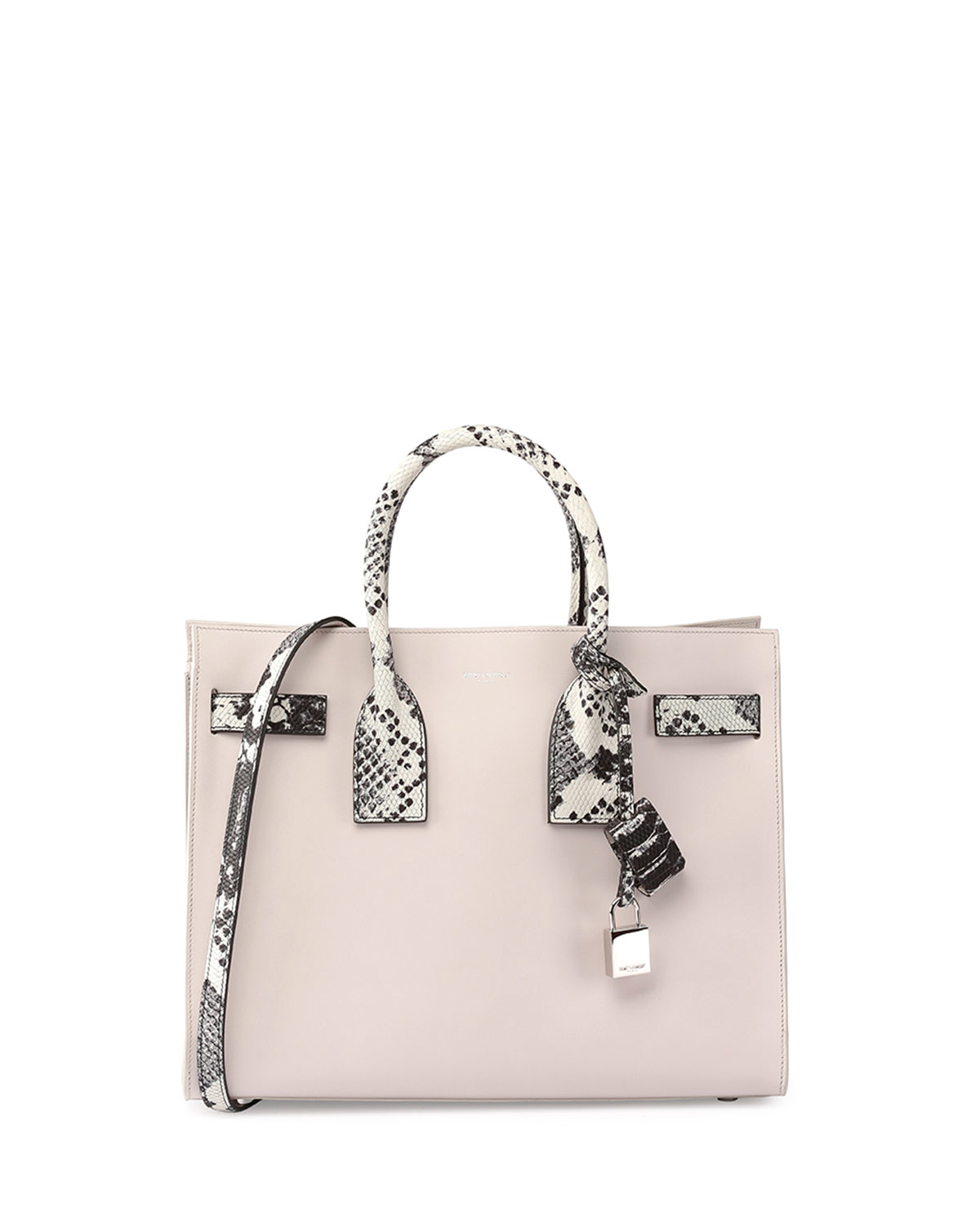 knockout purses - classic small sac de jour bag in grey leather and white and black ...