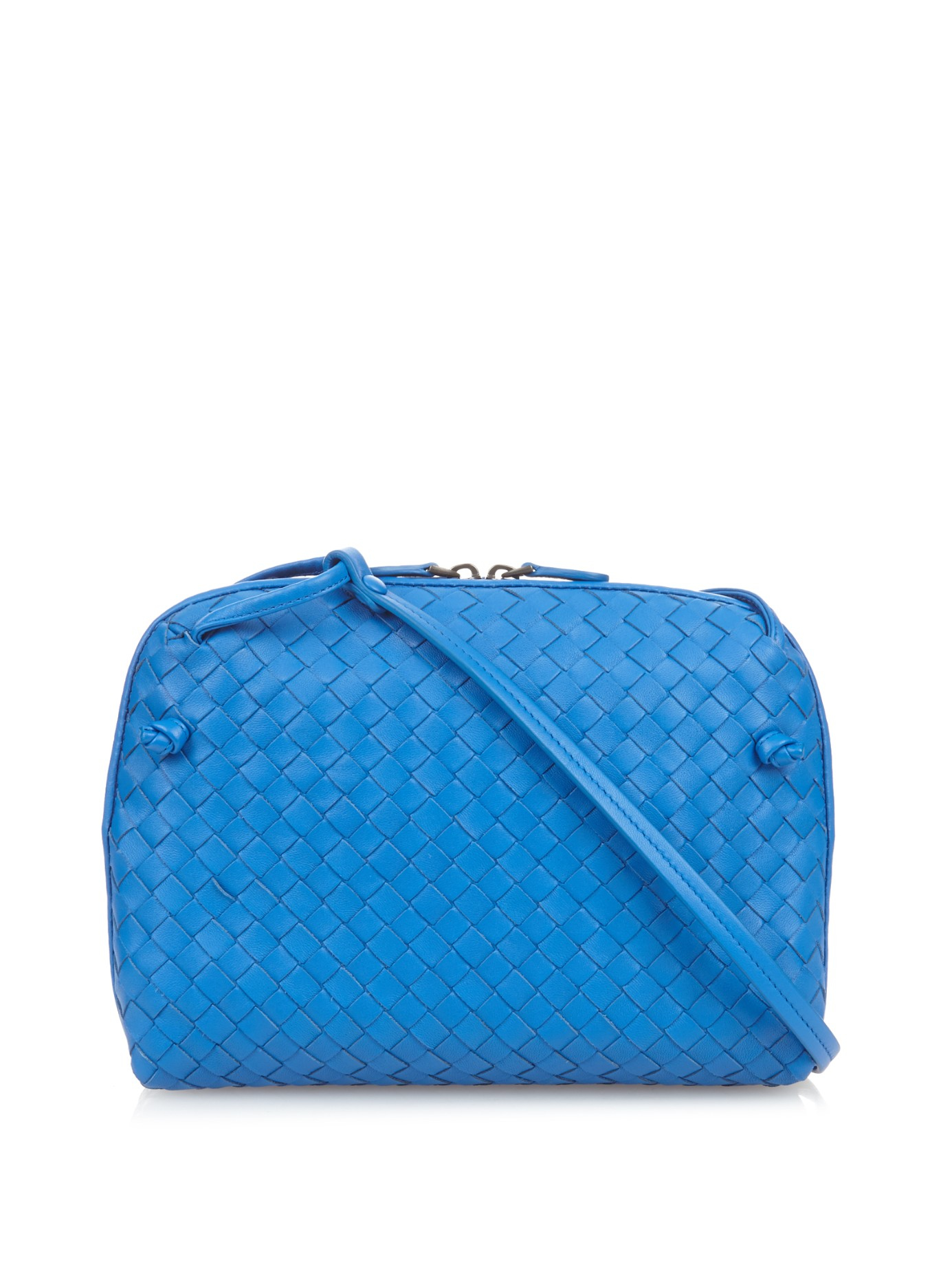 Bottega Nodini Intrecciato Leather CrossBody Bag in Blue Lyst