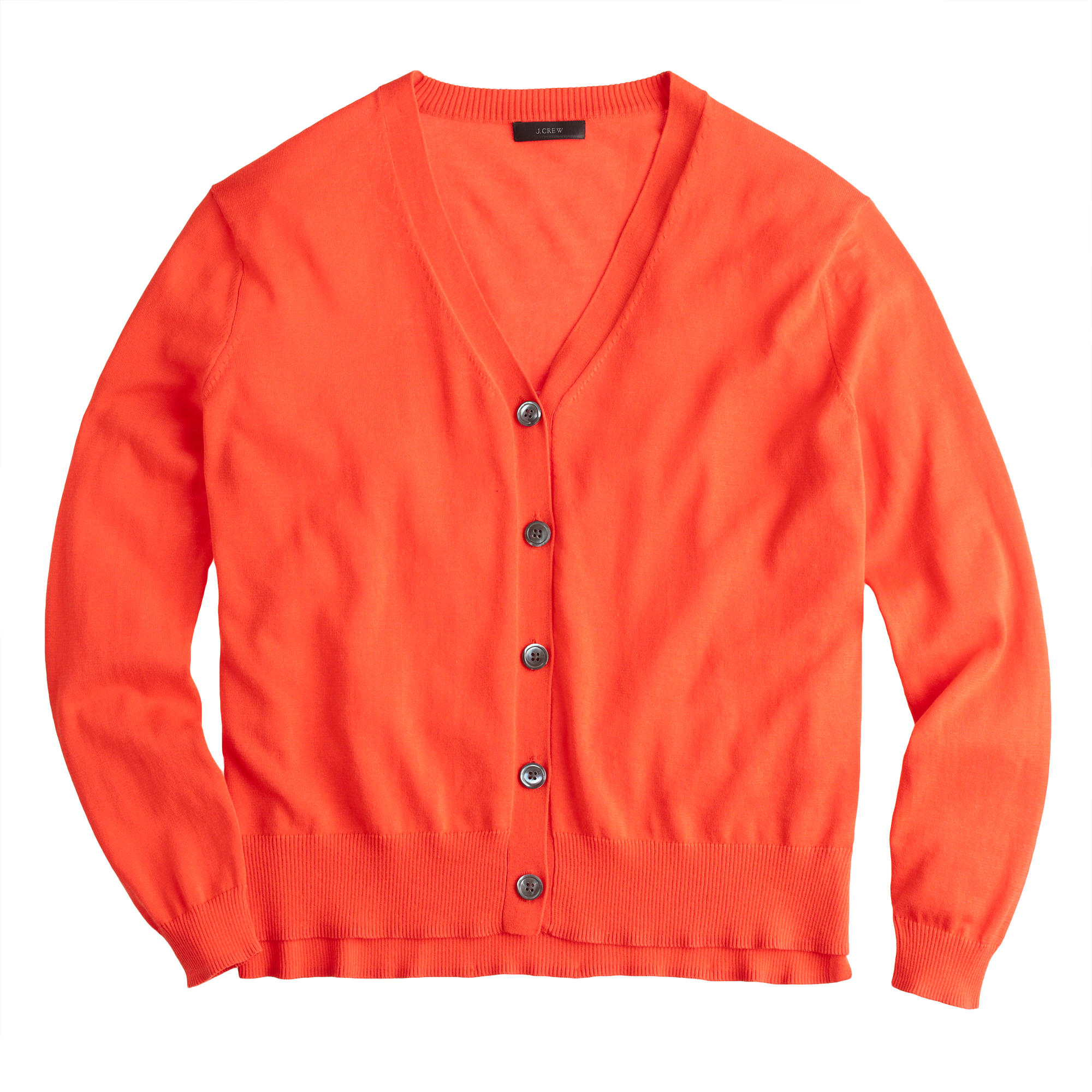 J.crew Petite Summerweight Cotton V-neck Cardigan Sweater in Orange | Lyst