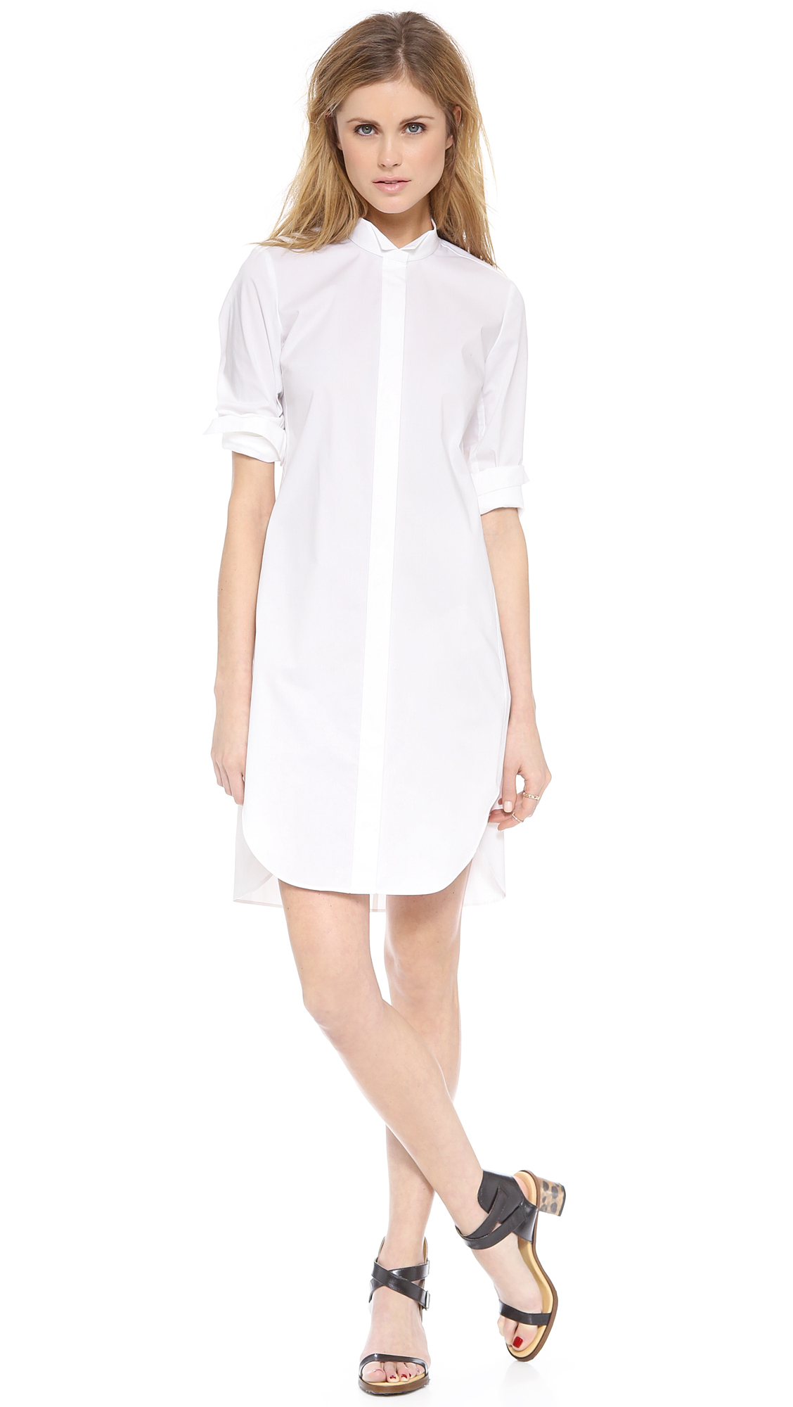 Lyst - Rebecca Taylor Long Sleeve Shirtdress in White