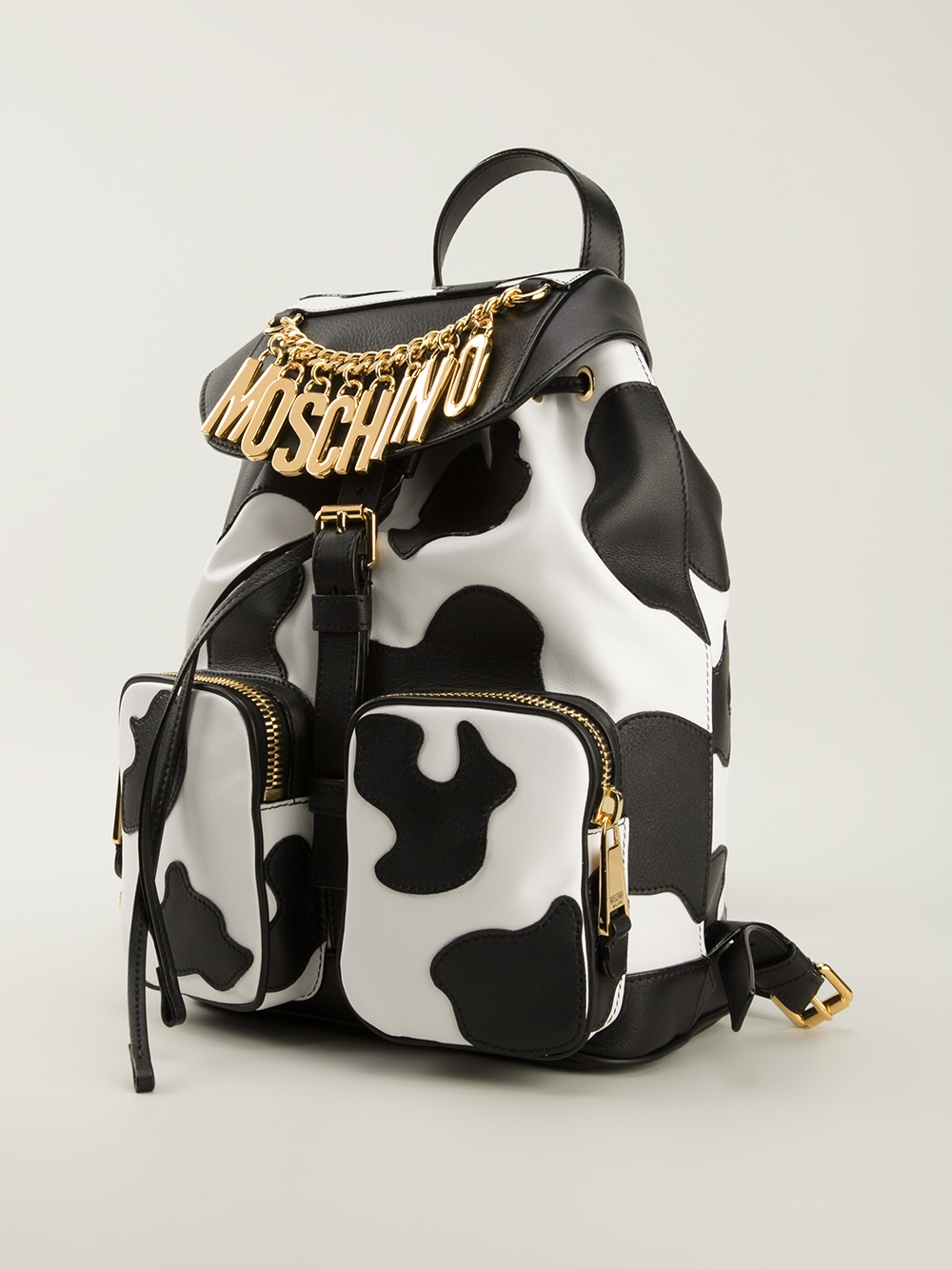 Moschino Cow Print Backpack in White - Lyst