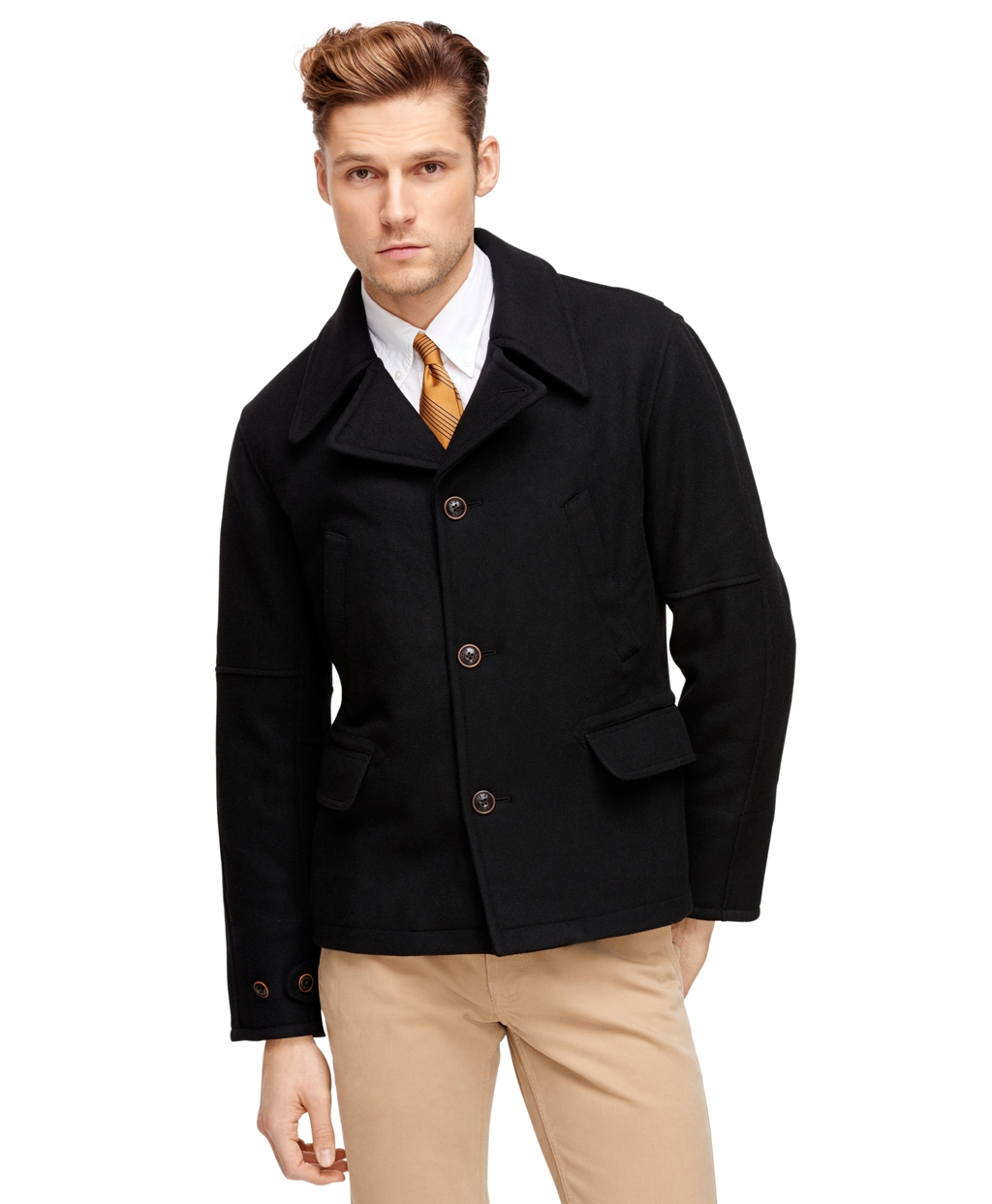 Lyst - Brooks Brothers Pea Coat in Black for Men