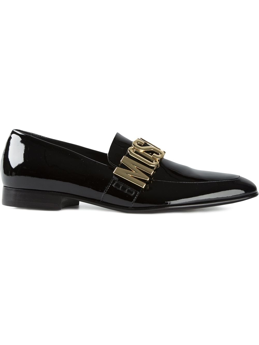 Lyst - Moschino Logo Plaque Slippers in Black for Men
