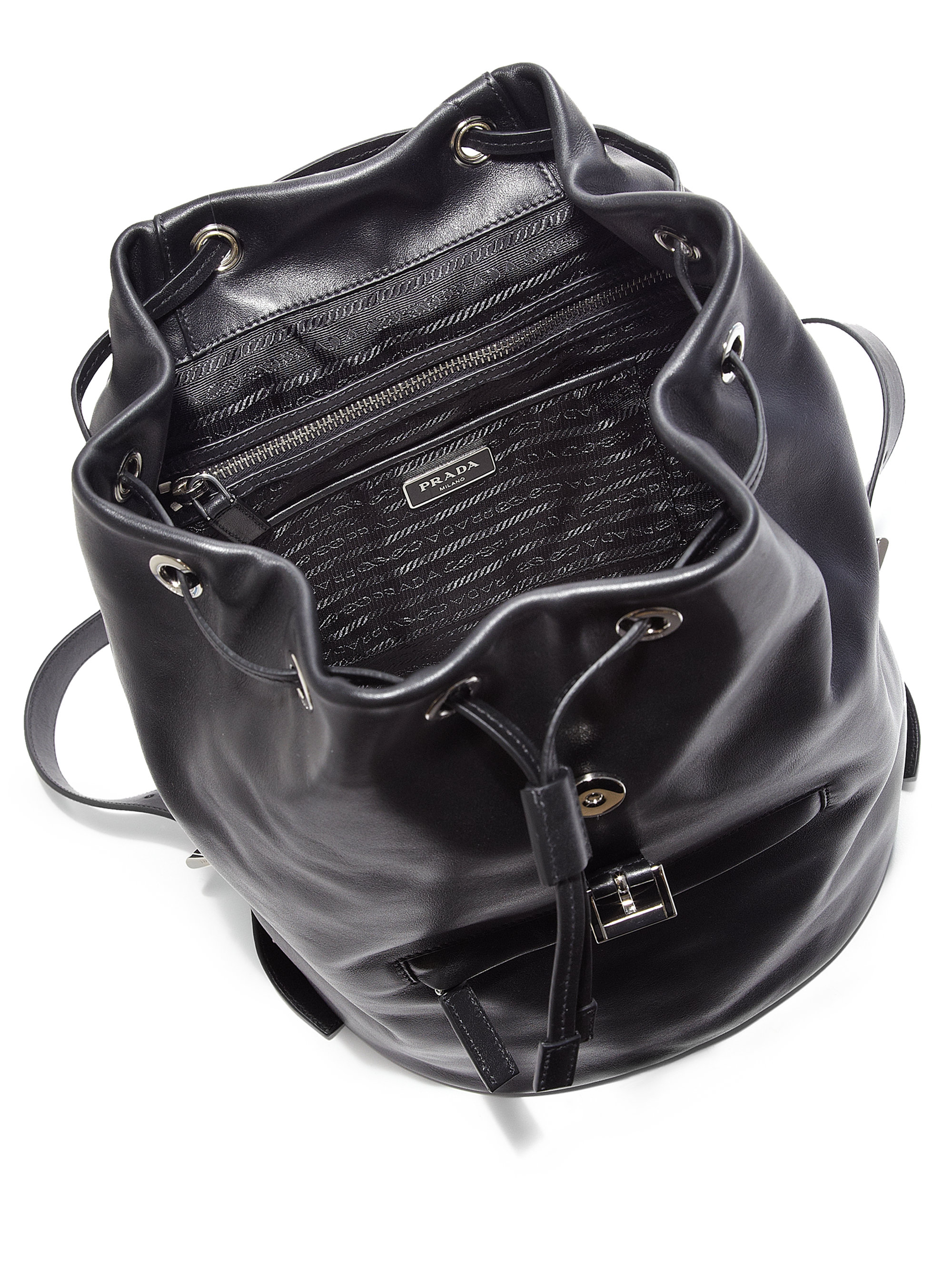 Prada Soft Calf One-pocket Backpack in Black (NERO-BLACK) | Lyst  