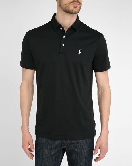 Polo Ralph Lauren Black Jersey Polo Shirt in Black for Men | Lyst