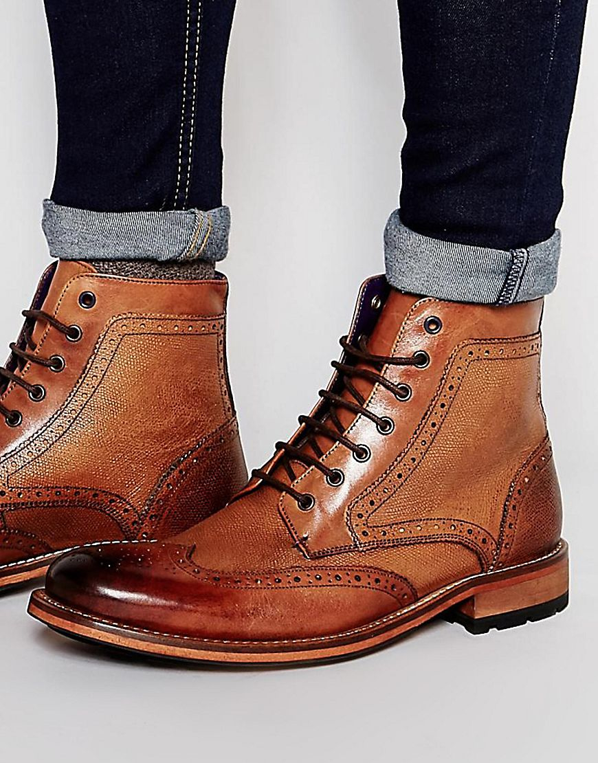 Ted baker Sealls Brogue Boots - Brown in Brown for Men | Lyst