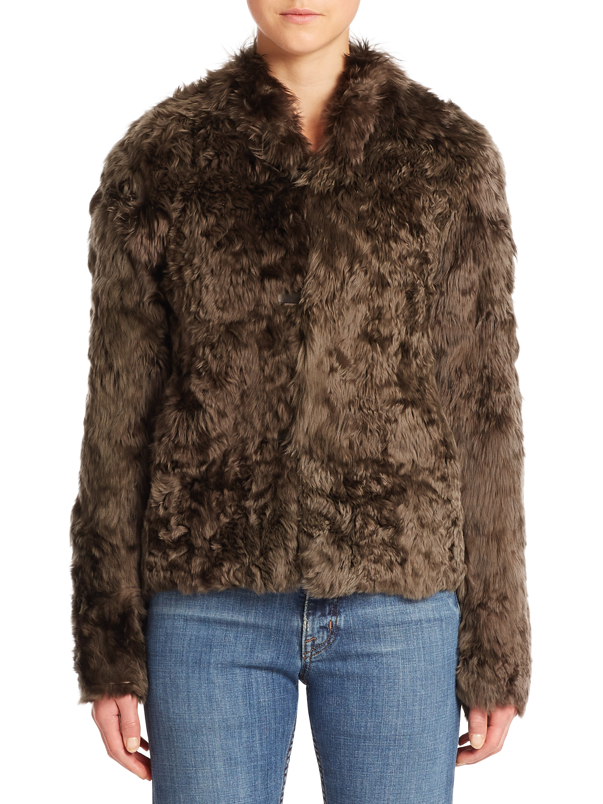 Lyst Helmut Lang Alpaca Fur Coat in Green