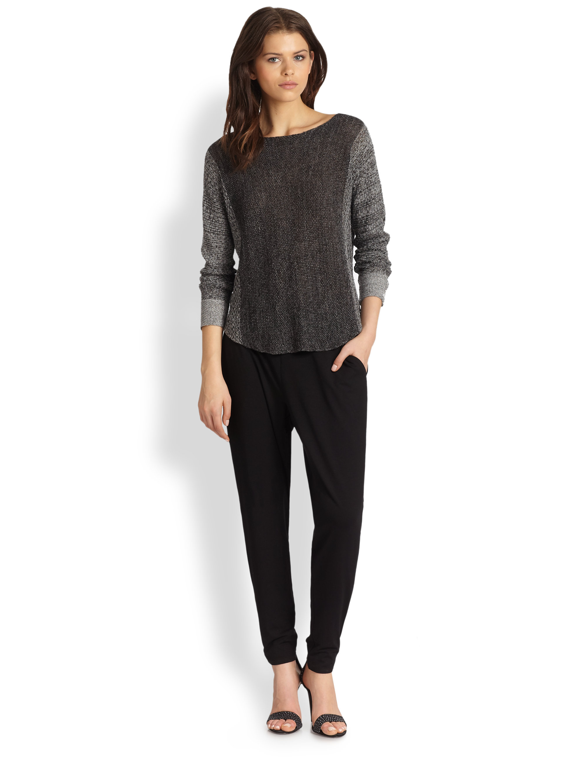 Lyst - Eileen Fisher Jersey Slouchy Tapered Pants in Black