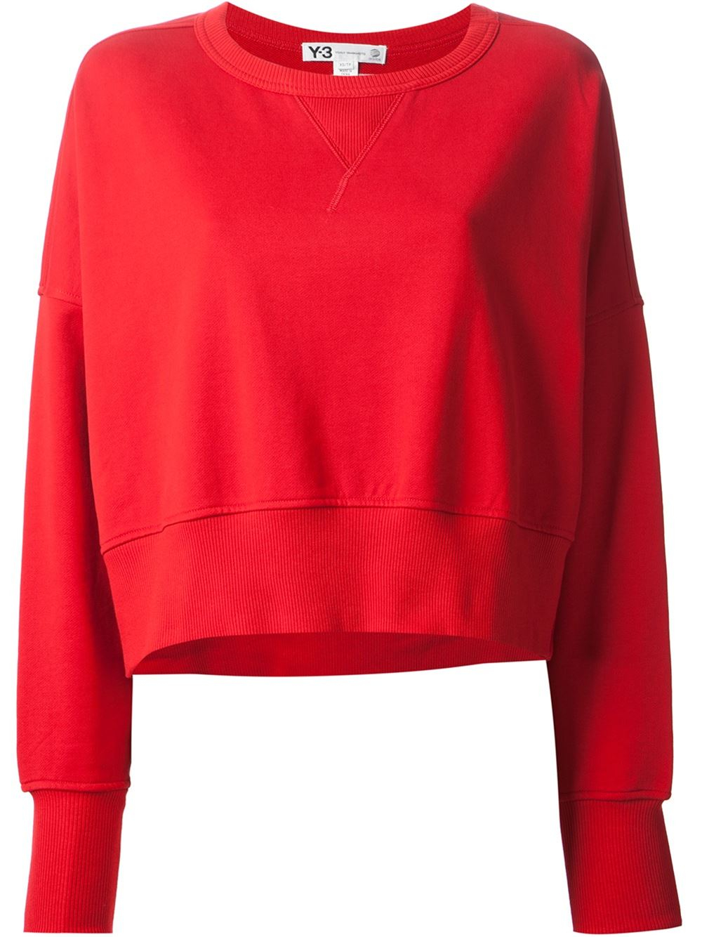 Lyst - Y-3 Cropped Sweatshirt in Red