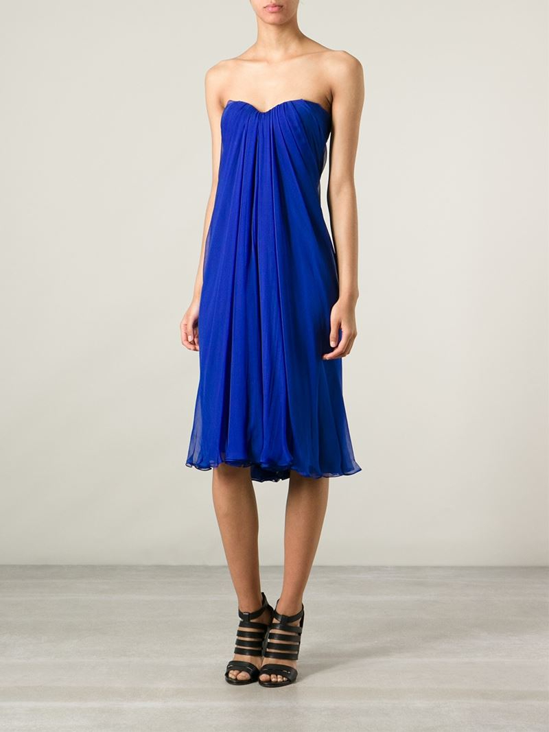 Lyst - Alexander mcqueen Strapless Dress in Blue