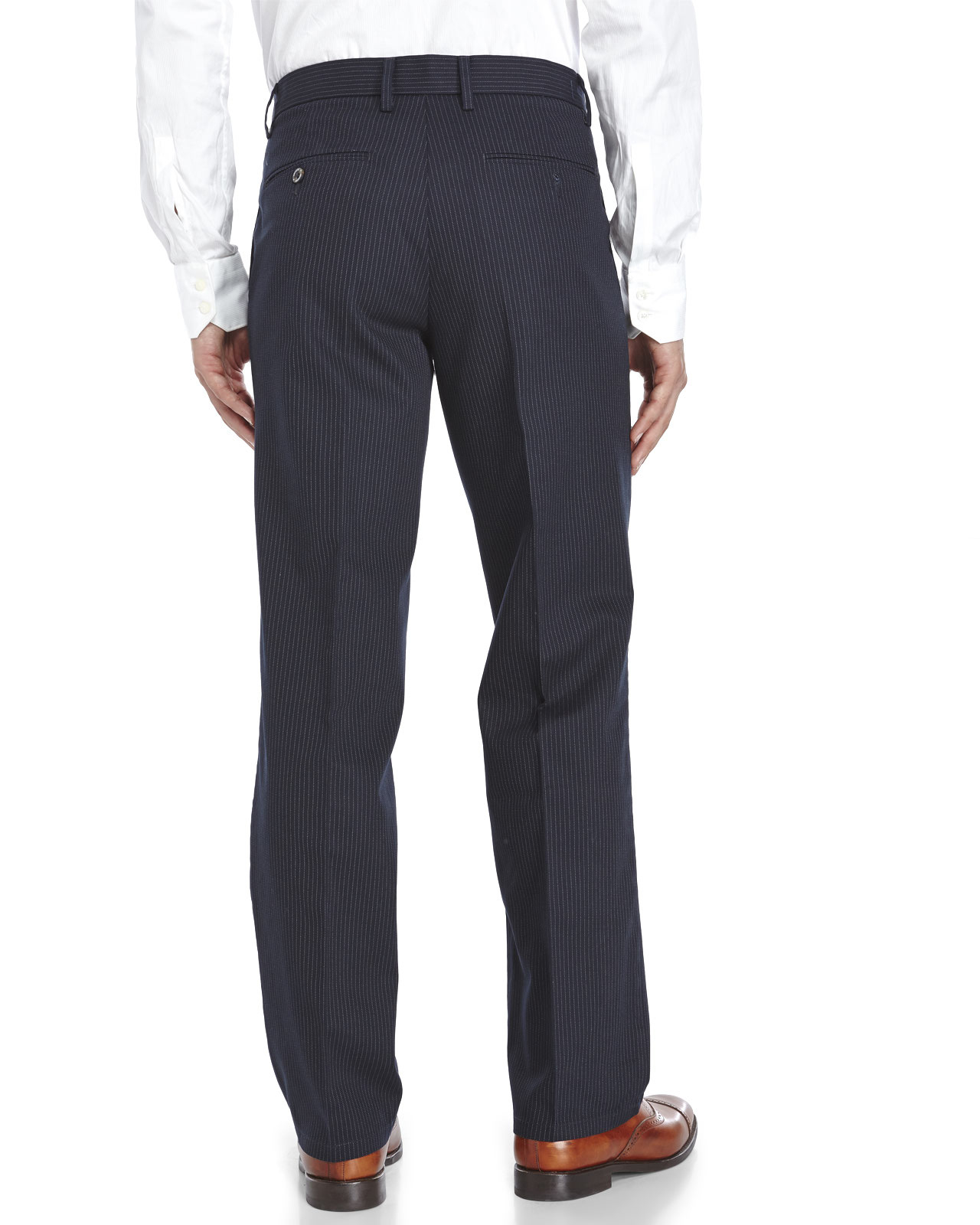 mens navy blue pinstripe pants