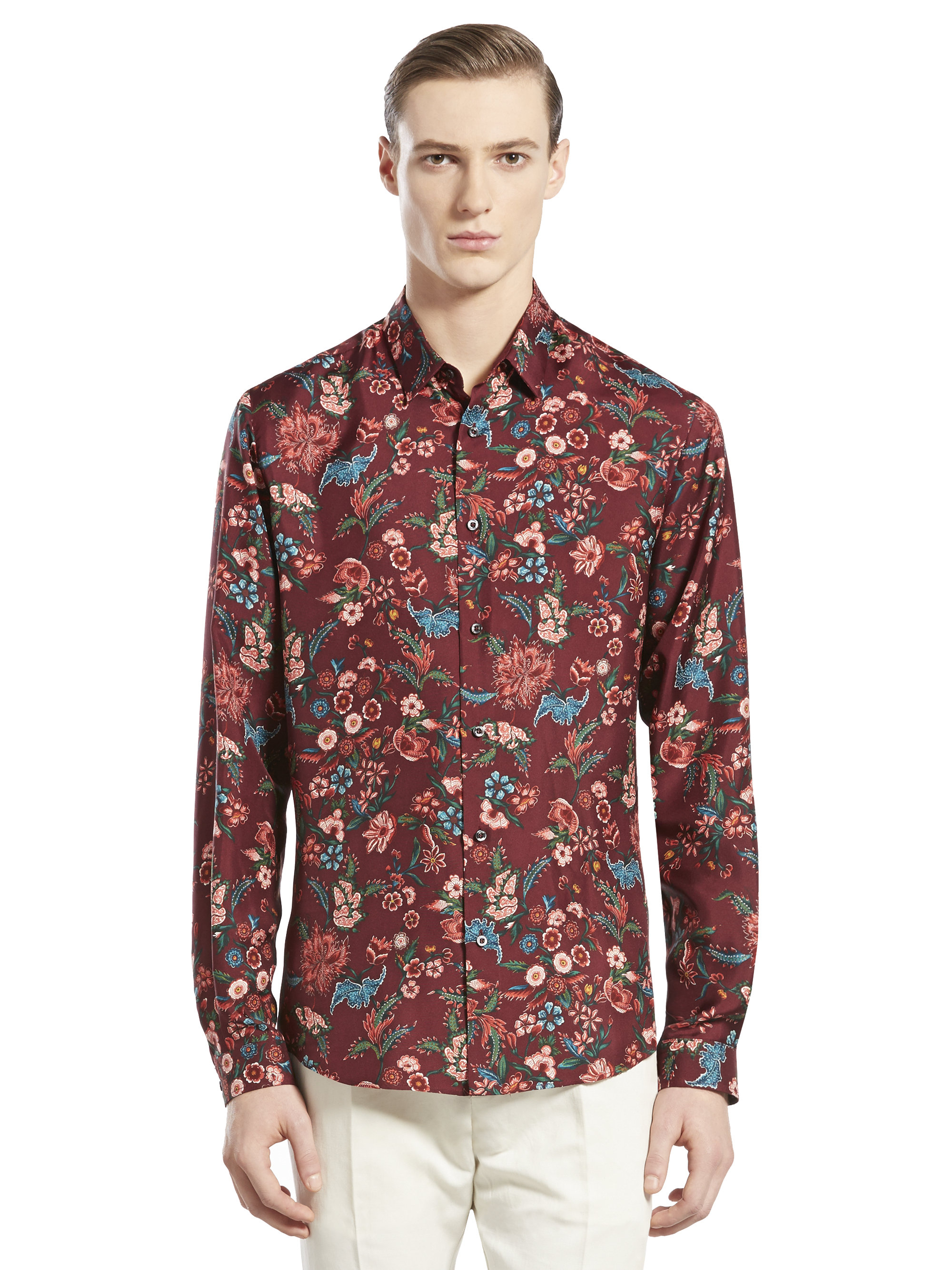 Lyst - Gucci Floral Pattern Woven Shirt in Red for Men