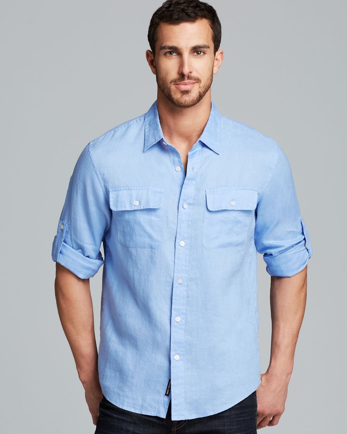 Michael kors Linen Double Pocket Sport Shirt Slim Fit in Blue for Men ...