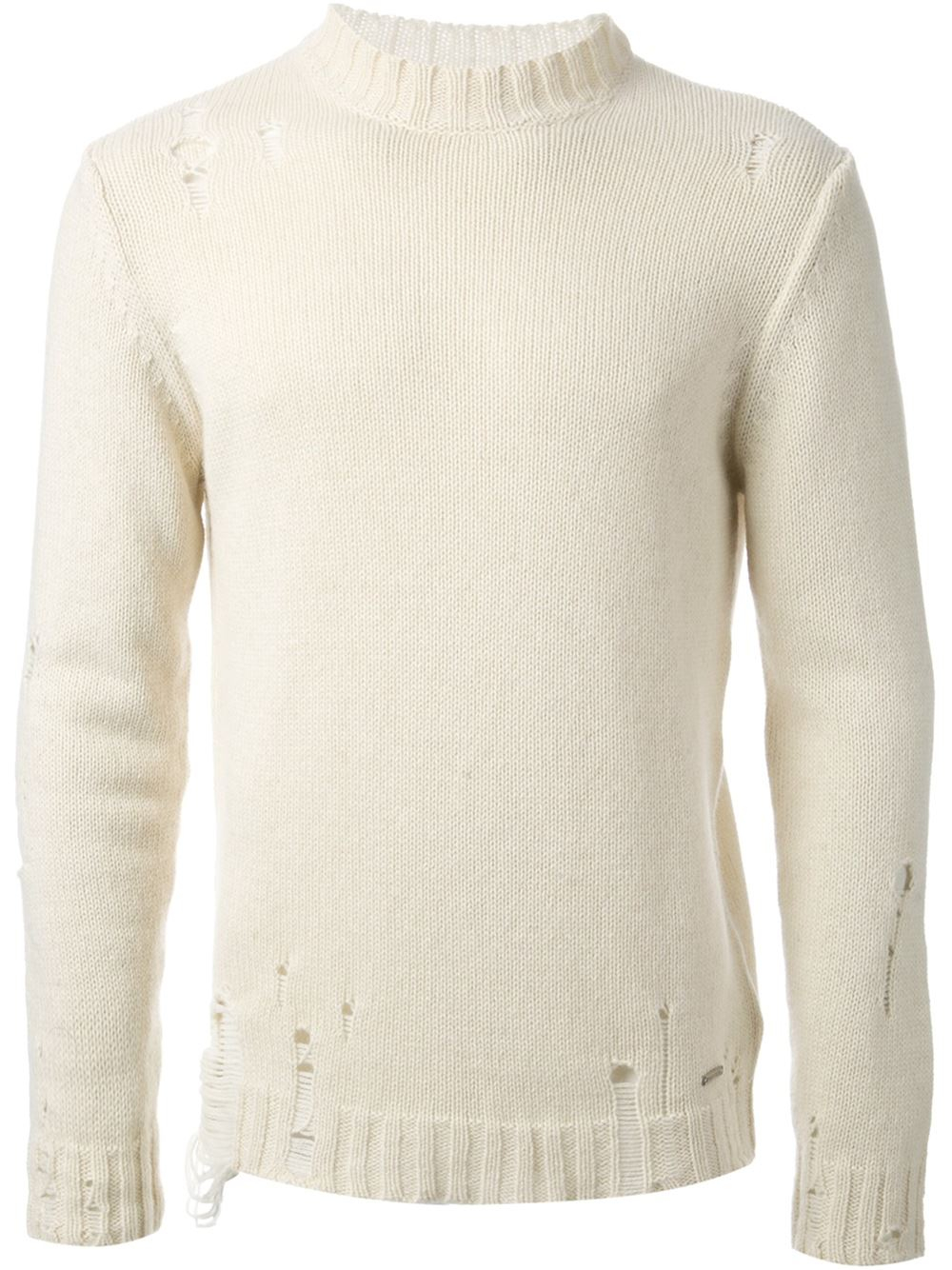 Diesel Distressed Sweater in White for Men | Lyst
