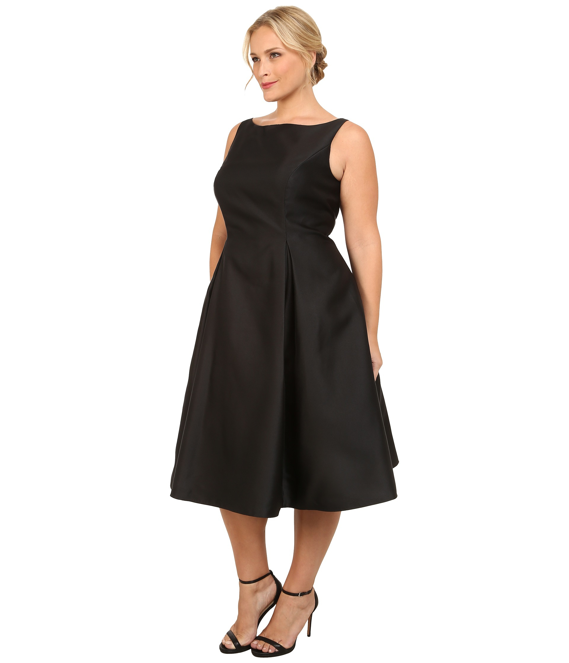 Lyst - Adrianna Papell Plus Size Sleeveless Tea Length Dress in Black