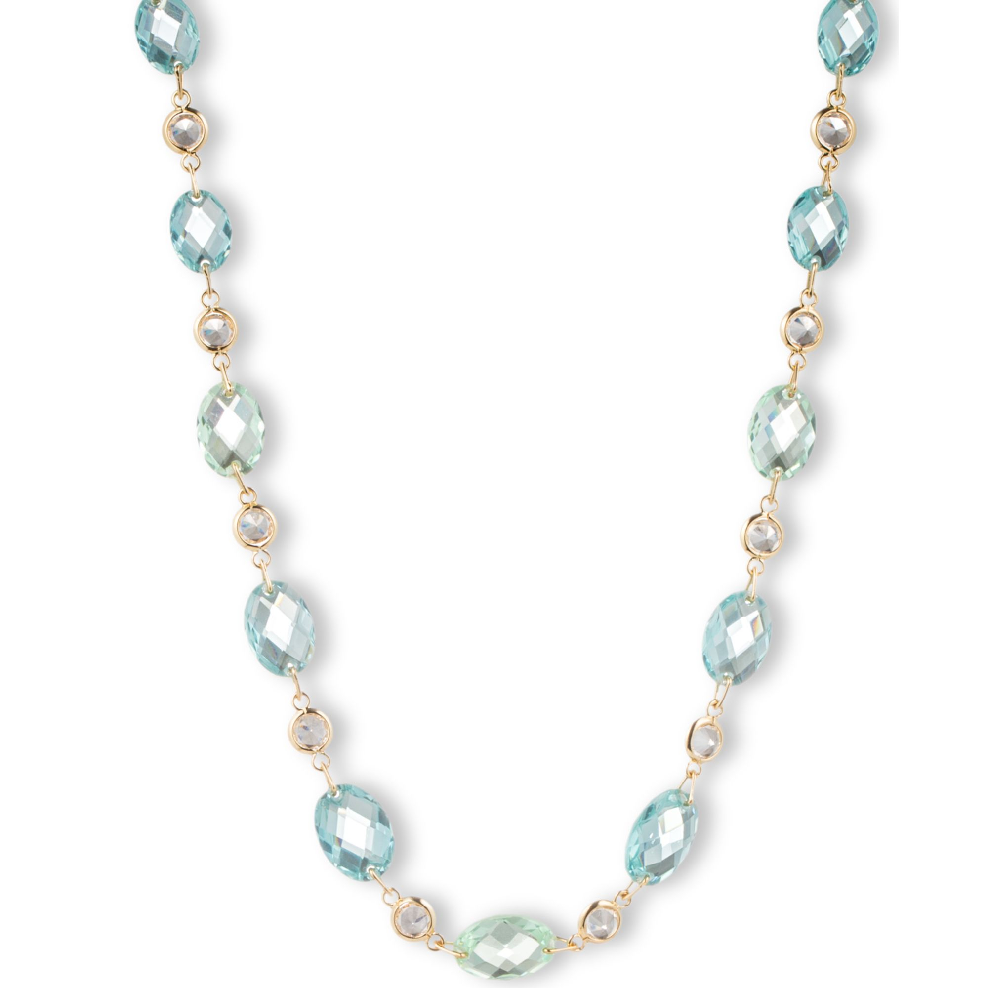 Anne Klein Goldtone and Bluegreen Crystal All Around Collar Necklace in ...
