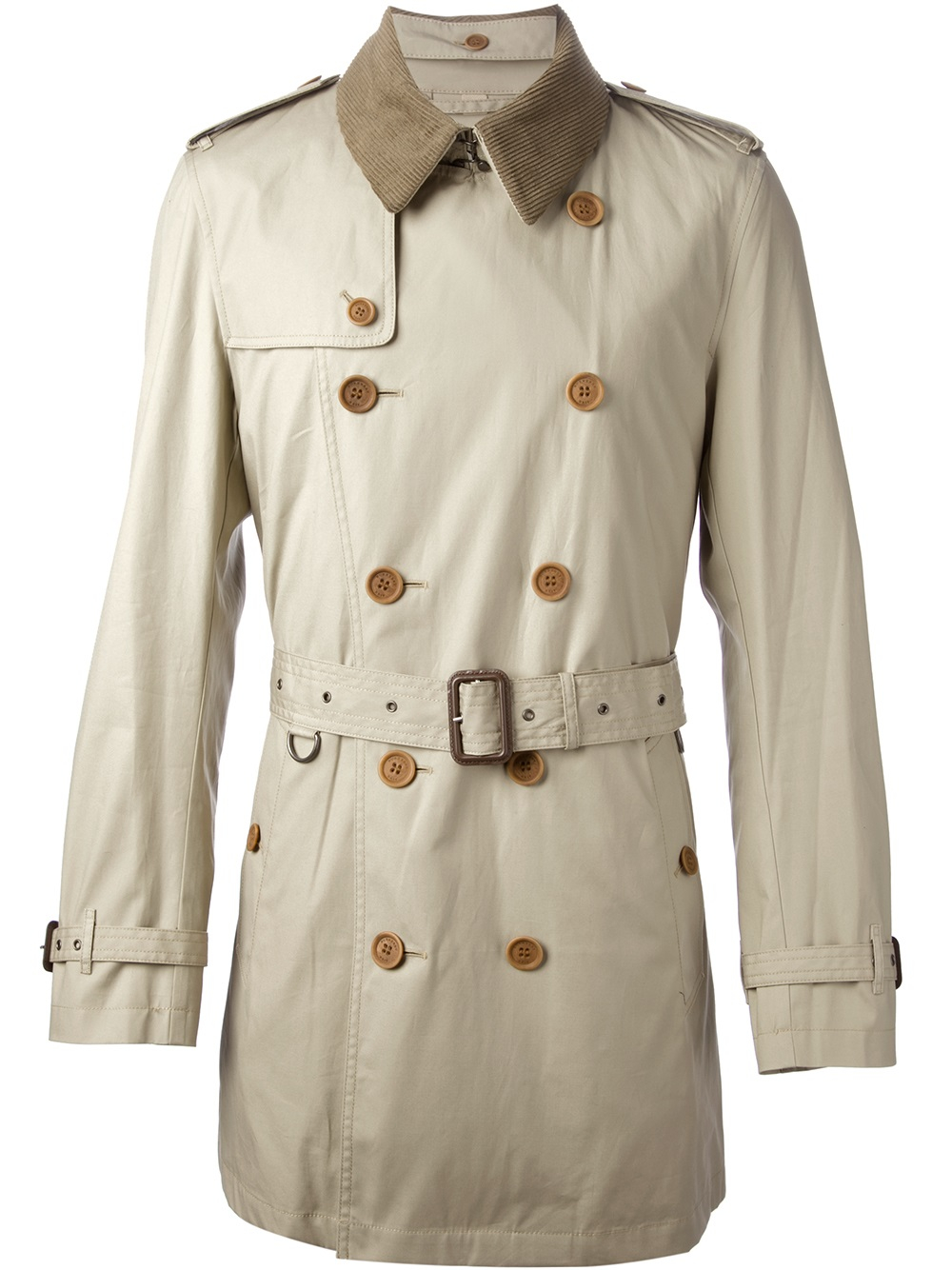 Burberry brit Detachable Corduroy Collar Trench in Natural for Men | Lyst