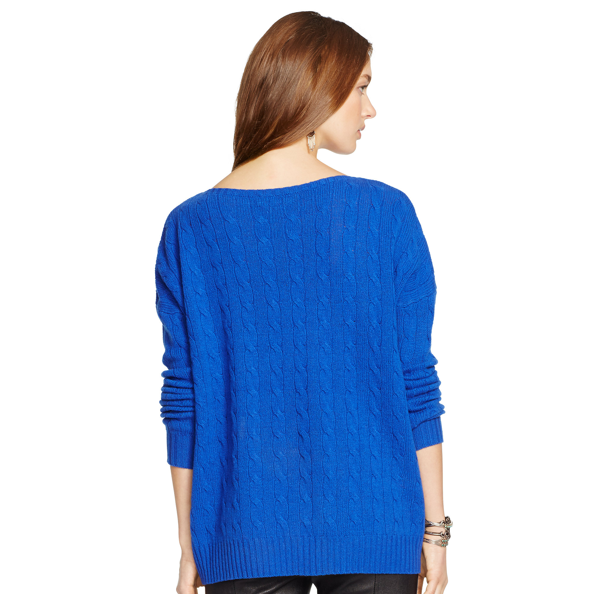 Lyst - Polo Ralph Lauren Oversized Cable-Knit Sweater in Blue