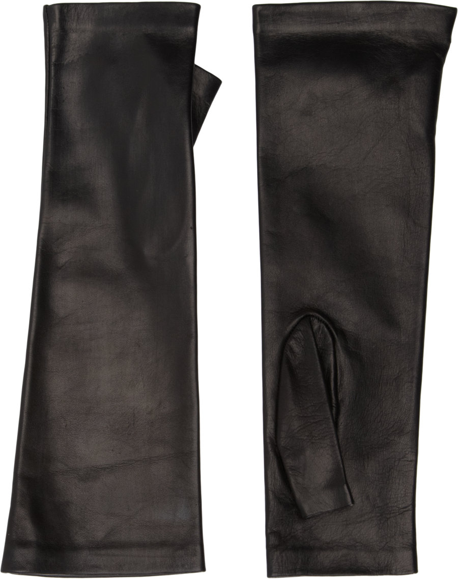 Barneys new york Long Fingerless Leather Gloves in Black for Men | Lyst