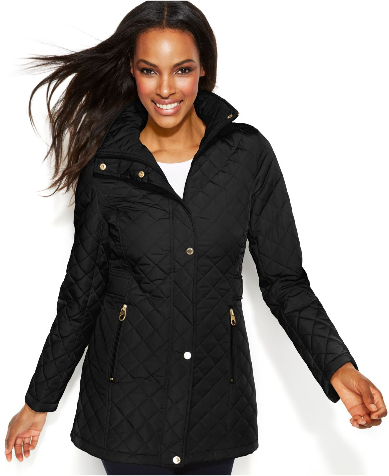 Lyst - Calvin Klein Hooded Quilted Jacket in Black