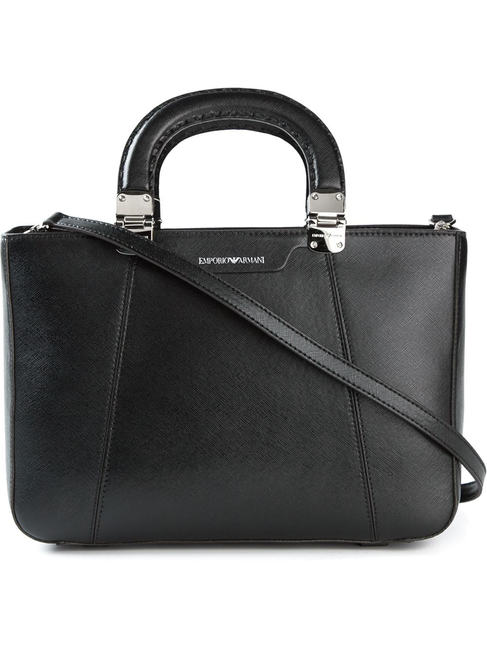Lyst - Emporio Armani Structured Tote Bag in Black