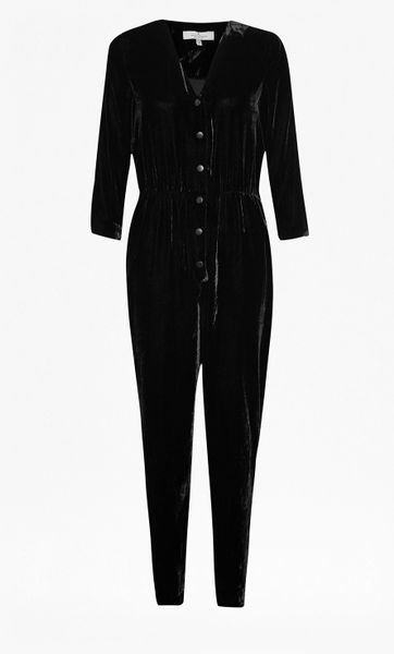 French Connection Jet Velvet Jumpsuit in Black | Lyst