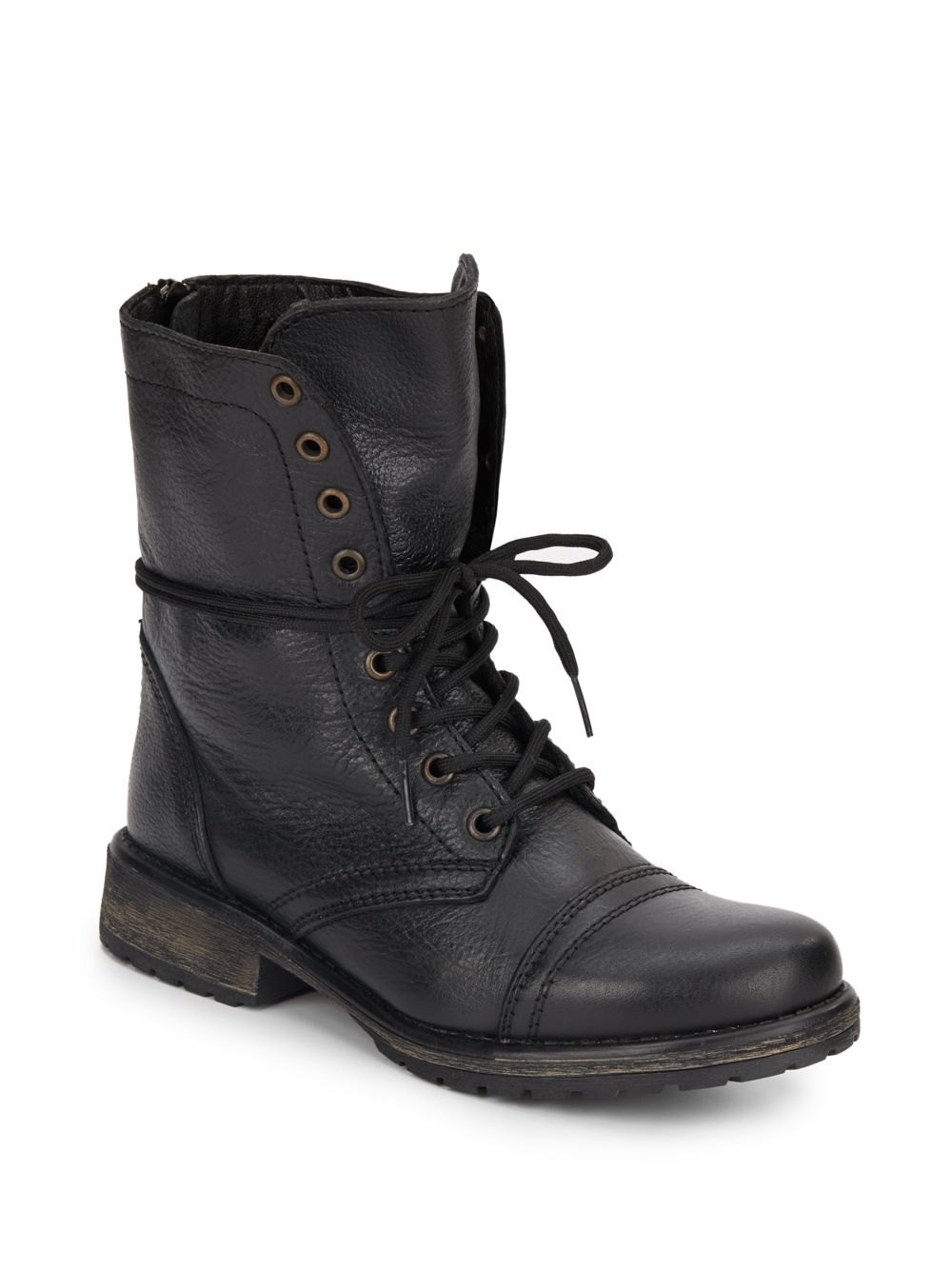 Lyst - Steve Madden Fame Combat Leather Boots in Black