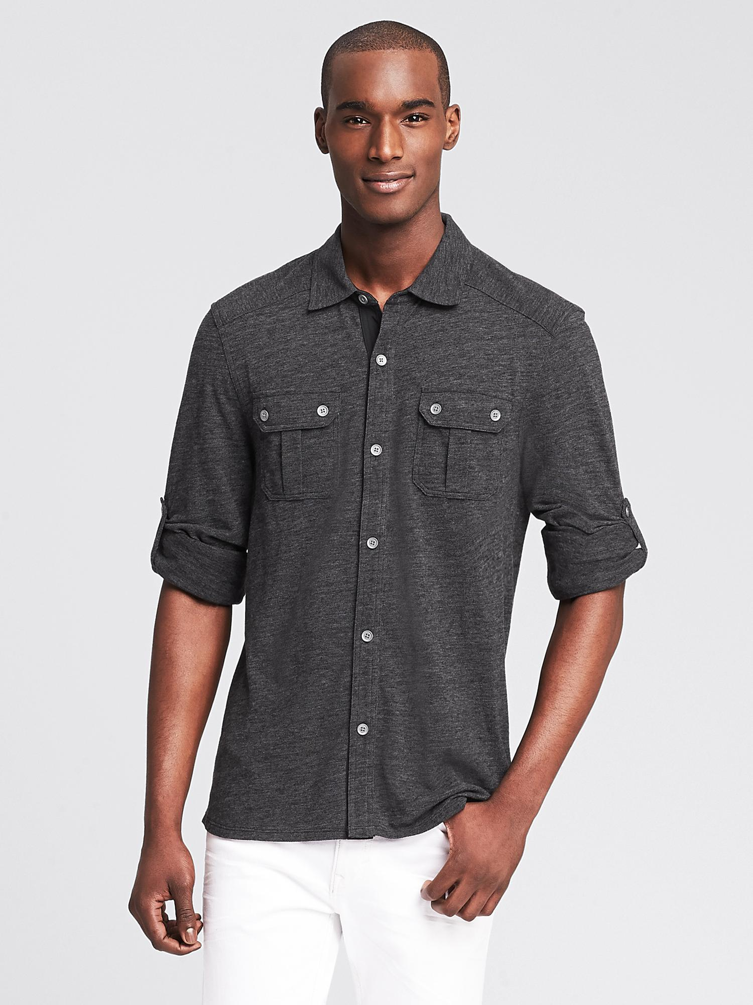 Banana republic Vintage Utility Shirt in Black for Men | Lyst