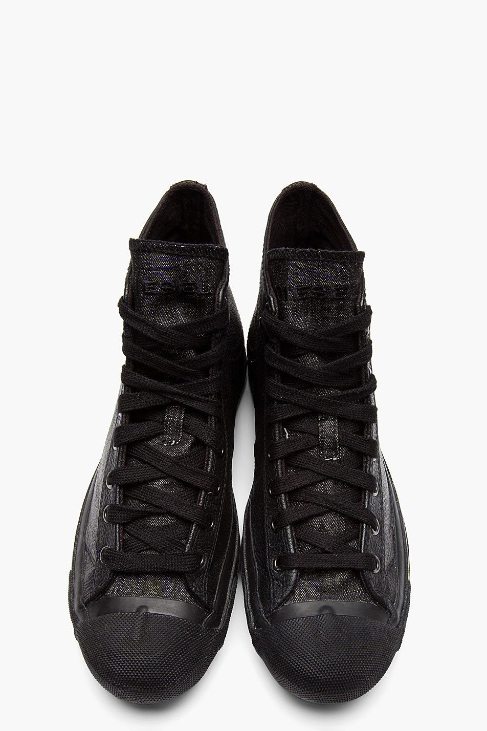 DIESEL Black Leather Exposure High-top Sneakers in Black for Men - Lyst