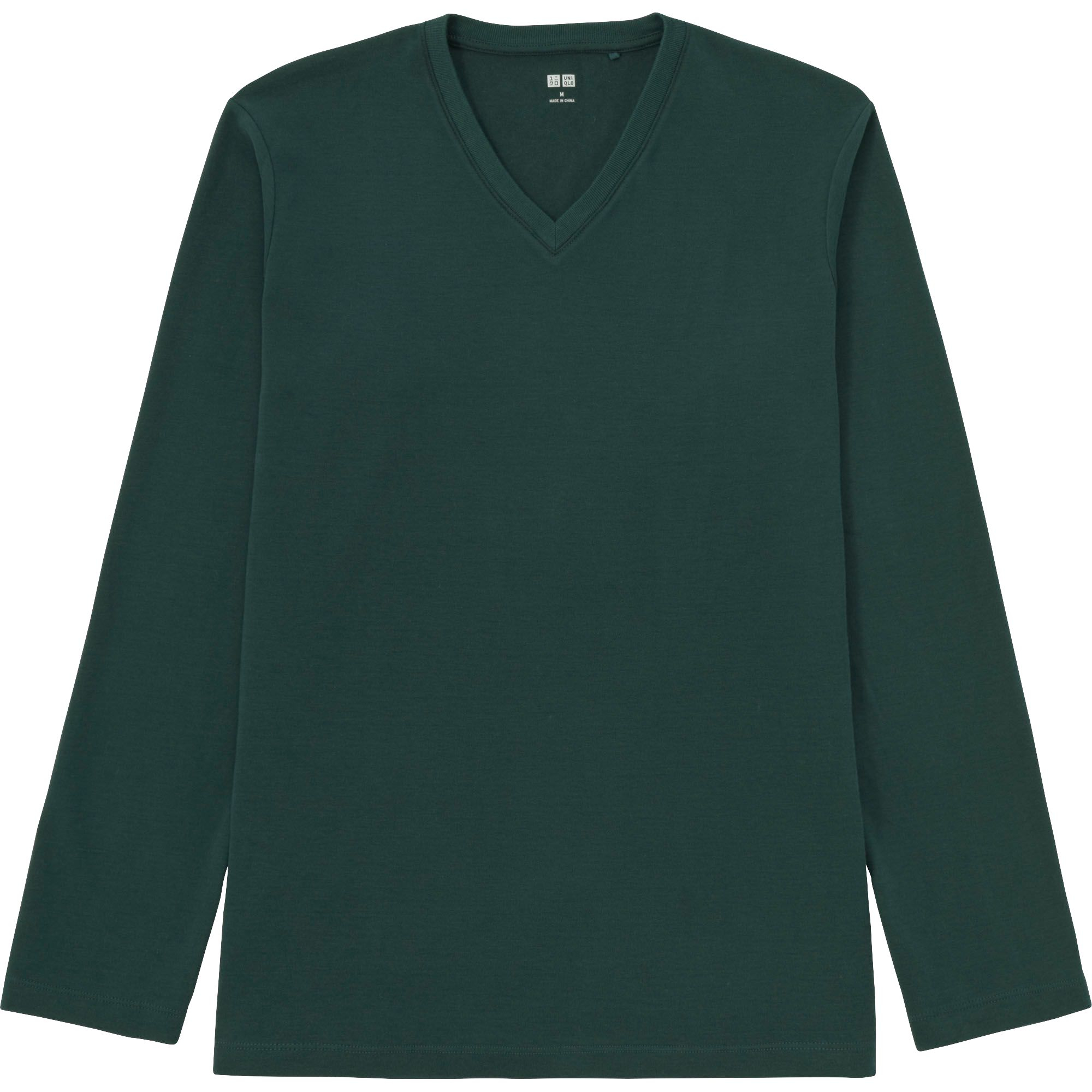 Uniqlo Men Soft Touch V-neck Long Sleeve T-shirt in Green for Men ...