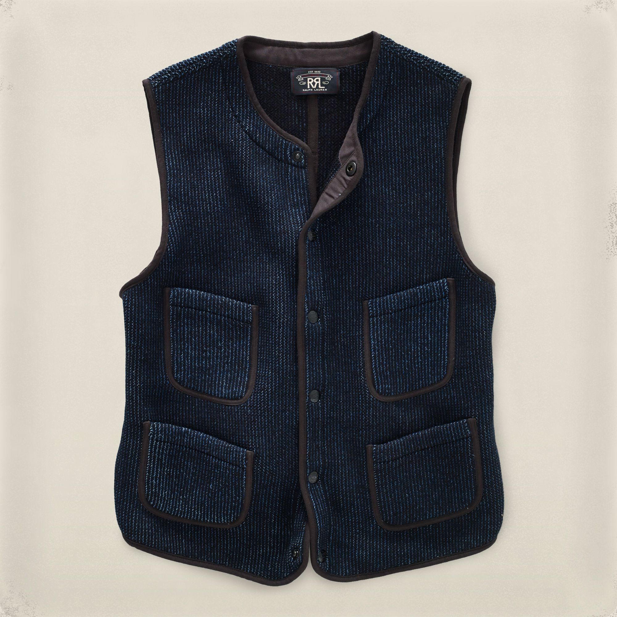 Rrl Indigo-Dyed Snap-Front Vest in Blue for Men (Indigo Multi) | Lyst
