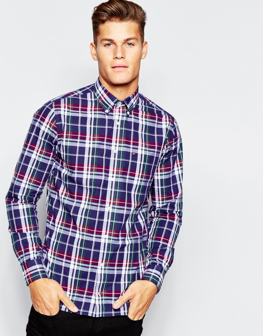 Lyst - Tommy Hilfiger Check Shirt In Large Scale Navy in Blue for Men
