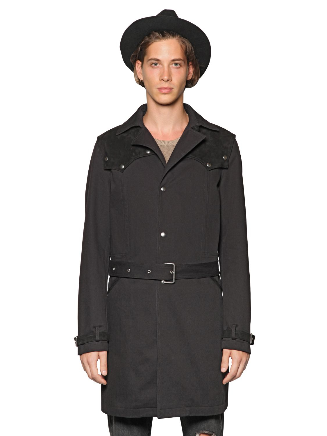 Mens Burberry Cotton Gabardine Trench Coat Tradingbasis Burberry Midlength Cotton Gabardine Leather Trim Trench Coat In
