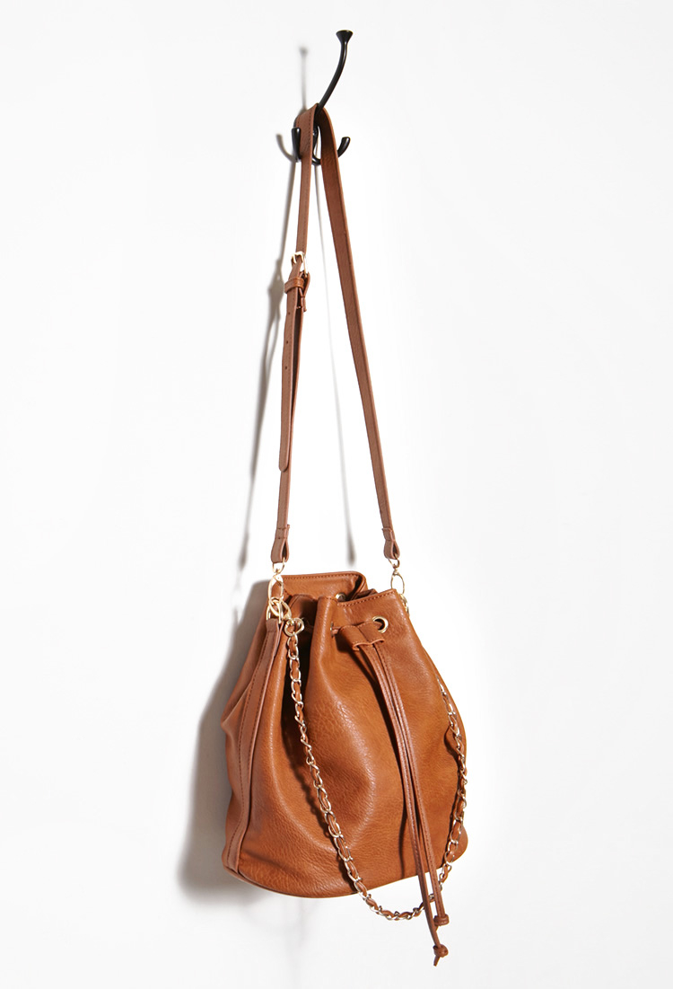 Forever 21 Faux Leather Bucket Bag in Brown | Lyst