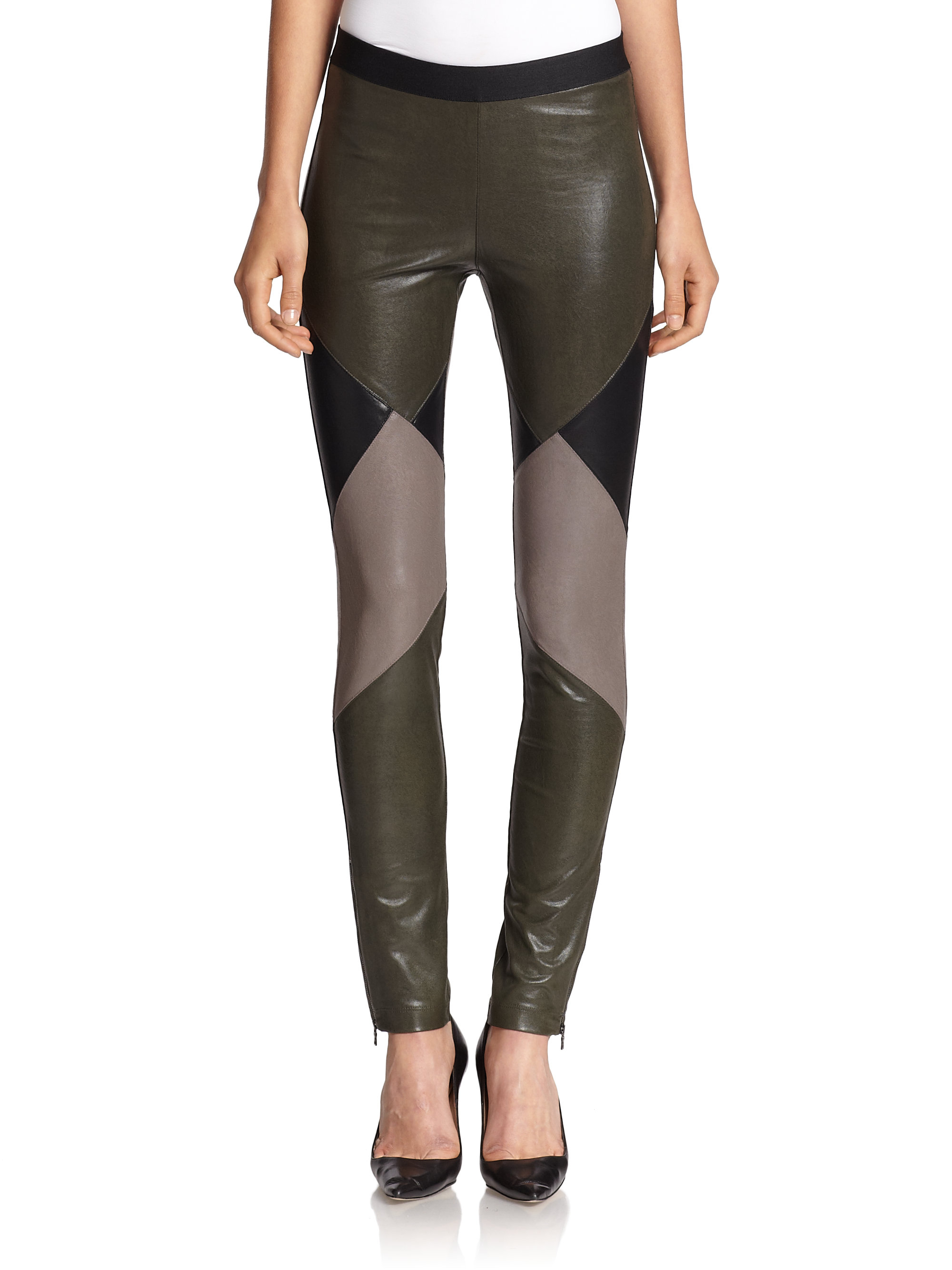 Bcbgmaxazria Jude Faux Leather Leggings in Green (DEEP OLIVE)