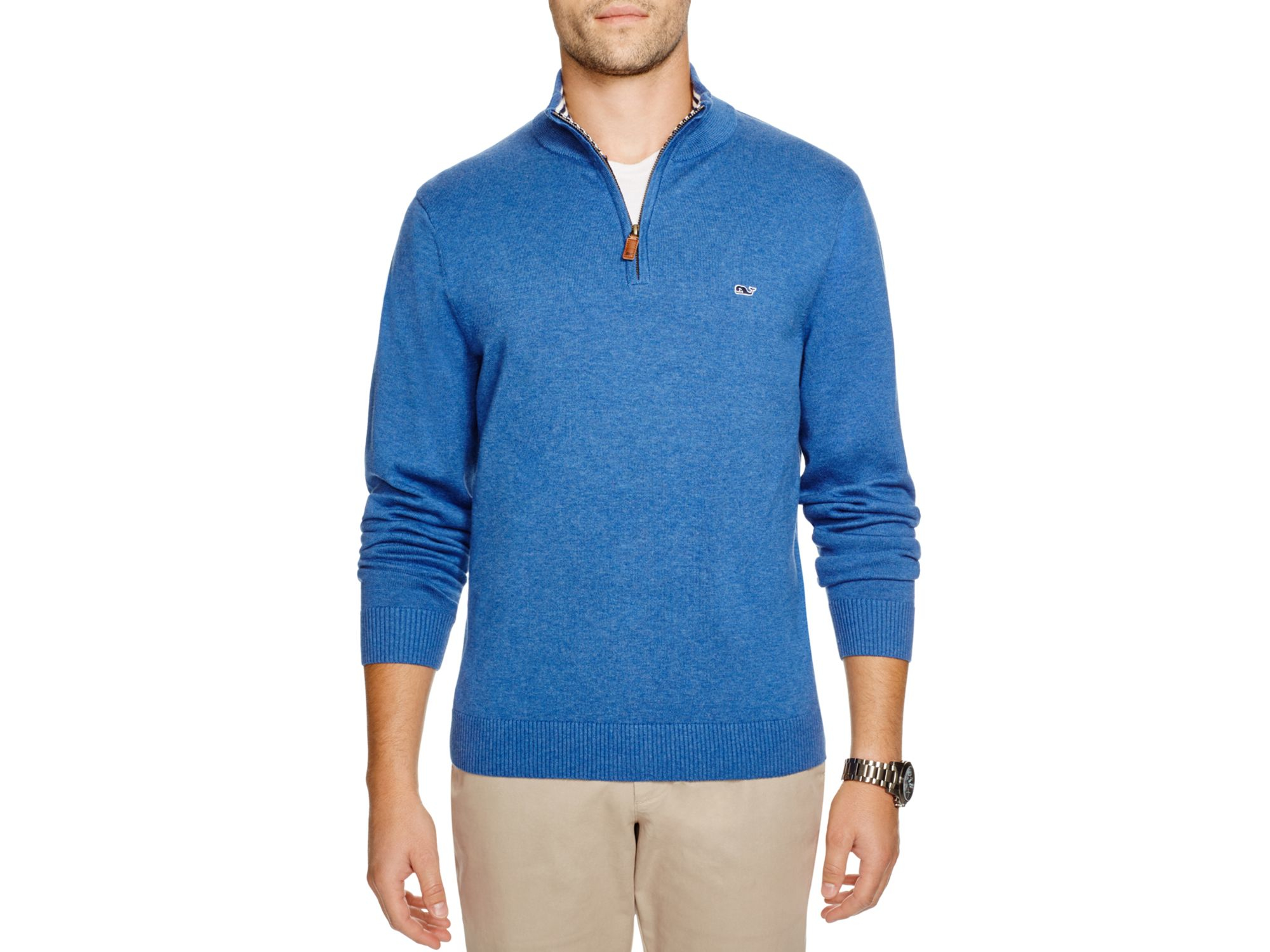 Vineyard vines Quarter Zip Cotton Sweater in Blue for Men | Lyst