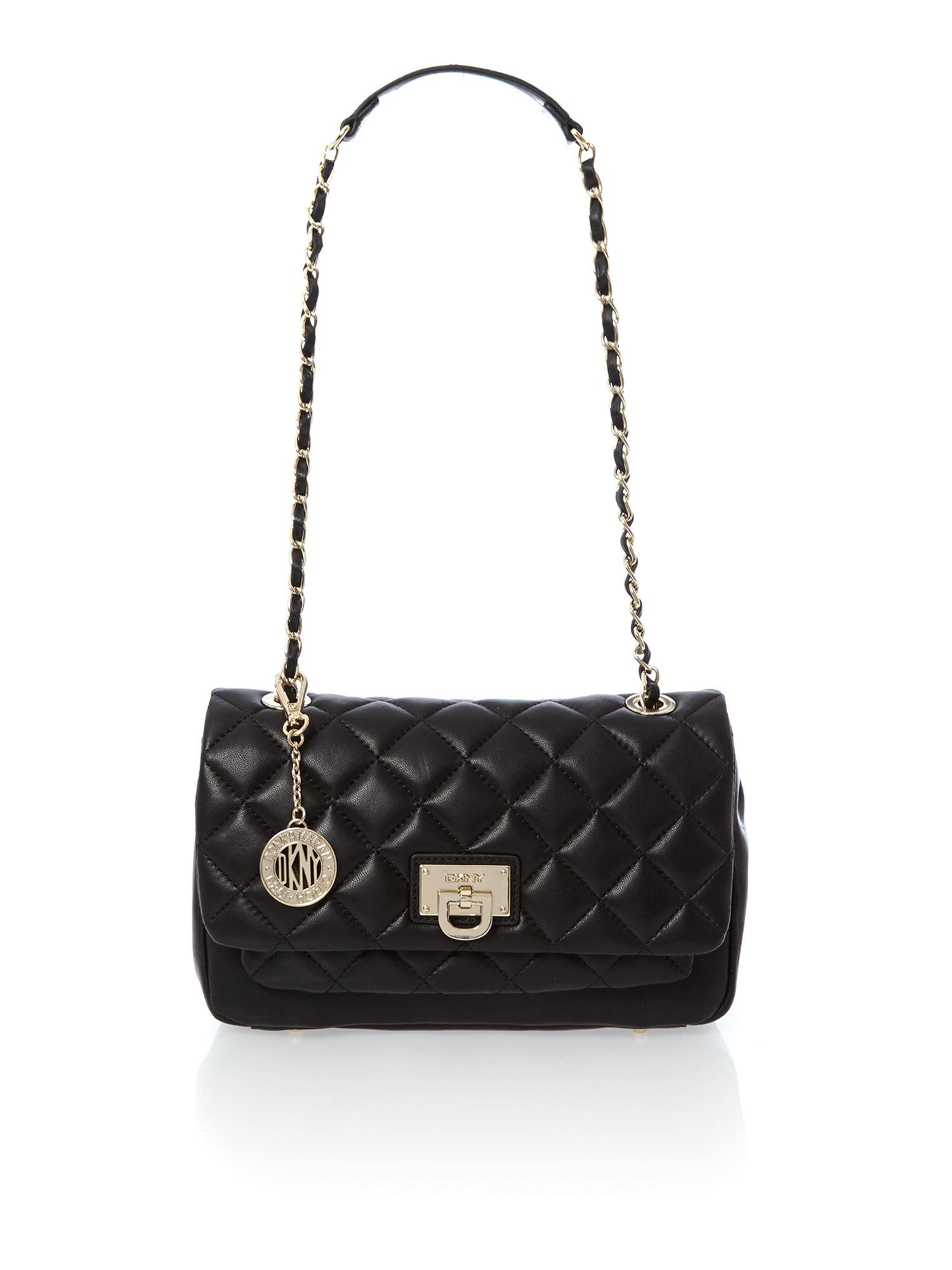 Dkny Black Medium Quilted Flap Over Cross Body Bag in Black | Lyst